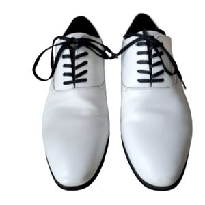 NWT ALDO MEN OXFORD SHOES LACE-UP WHITE LEATHER SHOES ( SIZE 9.5)